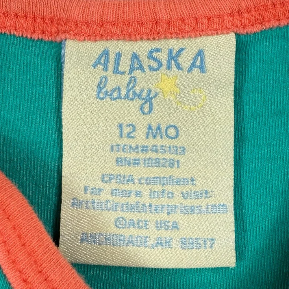 ALASKA BABY VTG Baby Girls' Polar Bear Embroidered One-Piece‎ Bodysuit 12M